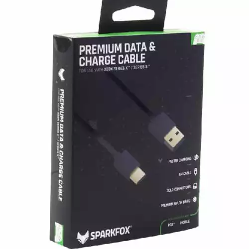SparkFox Premium Braided Data and Charge Cable Type-A to Type-C For Xbox Sereis X and S