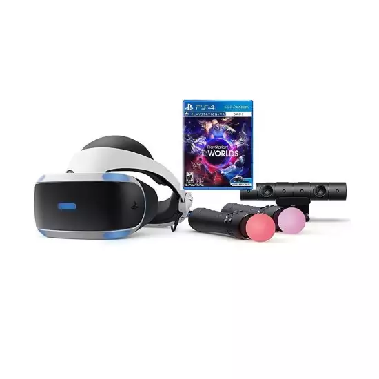 Sony PlayStation Virtual Reality Bundle - VR Headset (Version 2 - CUH-ZVR2), VR Camera, 2 Move Motion Controllers, VR Worlds Game,PS4/PS5 Sony PlayStation Virtual Reality Bundle - VR Headset (Version 2 - CUH-ZVR2), VR Camera, 2 Move Motion Controllers, VR Worlds Game,PS4/PS5