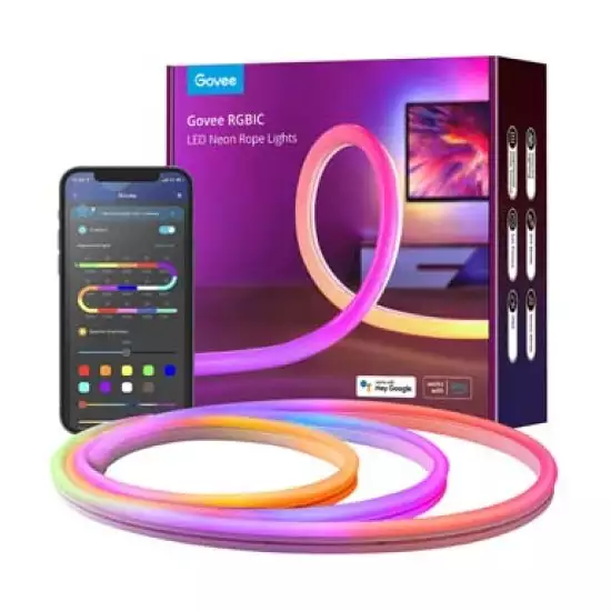 Govee Neon Rope Light, RGBIC Rope Lights with Music Sync, DIY Design and Lighting, Works with Alexa, Google Assistant, 10ft LED Strip Lights for Bedroom, Living Room, Gaming Decor Govee Neon Rope Light, RGBIC Rope Lights with Music Sync, DIY Design and Lighting, Works with Alexa, Google Assistant, 10ft LED Strip Lights for Bedroom, Living Room, Gaming Decor