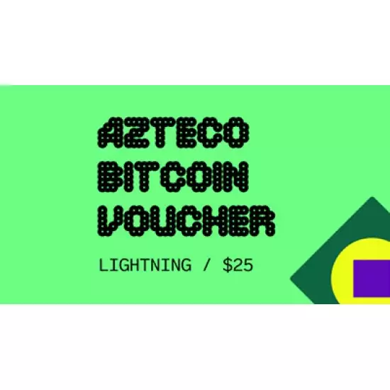 Azteco Bitcoin Crypto Voucher - Lightning - 25 USD