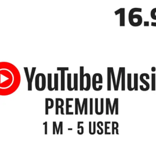 YOUTUBE MUSIC PREMIUM 1M (5USER) - $16.99