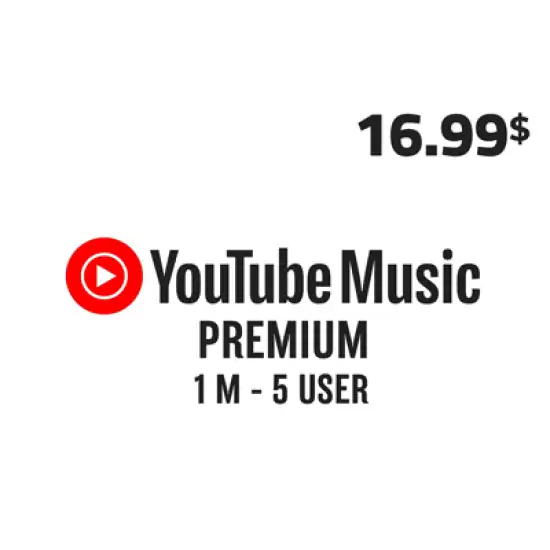 YOUTUBE MUSIC PREMIUM 1M (5USER) - $16.99