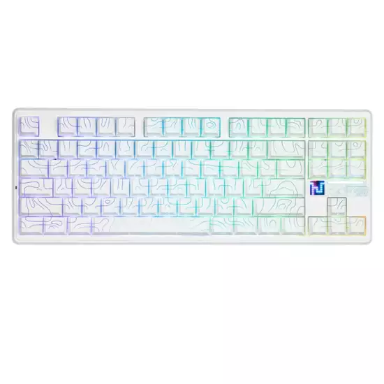 AULA F87 PRO V2 TKL Gasket-Mounted Wireless Gaming Keyboard – White Contours