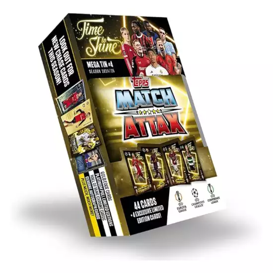 Topps Match Attax 24/25 Mega Tin 'Time to Shine' - Tin 4 - Includes 44 Match Attax Cards Plus 4 Exclusive LE's - Trent Alexander-Arnold, Lamine Yamal, Theo Hernández and Viktor Gyökeres! Topps Match Attax 24/25 Mega Tin 'Time to Shine' - Tin 4 - Includes 44 Match Attax Cards Plus 4 Exclusive LE's - Trent Alexander-Arnold, Lamine Yamal, Theo Hernández and Viktor Gyökeres!