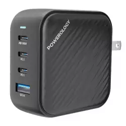 Powerology Ultra Compact 100W Triple PD GaN Charger, USB-C Laptop Travel Wall Charger Compatible with MacBook Pro, iPad, iPhone 15 Pro Max/15 Pro/14 Pro... Powerology Ultra Compact 100W Triple PD GaN Charger, USB-C Laptop Travel Wall Charger Compatible with MacBook Pro, iPad, iPhone 15 Pro Max/15 Pro/14 Pro...