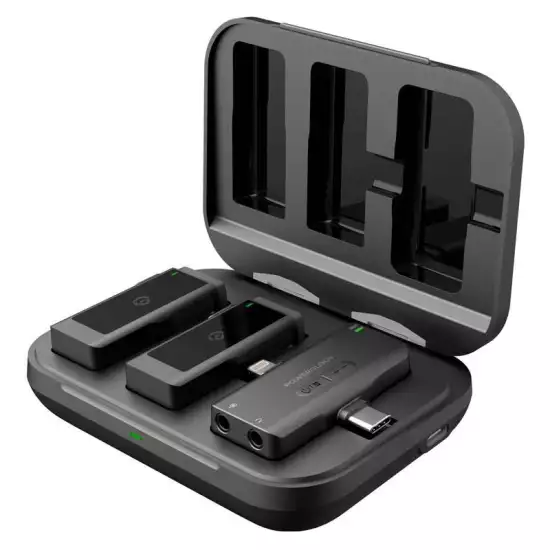 Powerology MFI Dual Connector Wireless Lavalier Microphone x2 Mic 2000mAh - Black Powerology MFI Dual Connector Wireless Lavalier Microphone x2 Mic 2000mAh - Black
