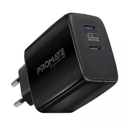 Promate 65W USB-C Power Delivery GaN Charger, Universal Powerful GaN Tech Fast Charger with 2 Type-C Port, Adaptive Charging and Over-Charging Protection for USB-C Powered Devices, POWERPORT-65.EU-BK Promate 65W USB-C Power Delivery GaN Charger, Universal Powerful GaN Tech Fast Charger with 2 Type-C Port, Adaptive Charging and Over-Charging Protection for USB-C Powered Devices, POWERPORT-65.EU-BK