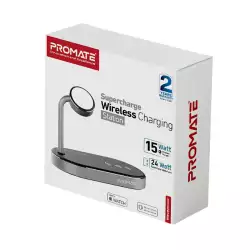 Promate Aluminum Wireless Charger Stand, Multi-Device Charging Station with Qi-Certified 15W Fast Charging Pad, 24W SuperCharge USB Port and 5W MFi Certified Apple Watch Charger, WavePower Promate Aluminum Wireless Charger Stand, Multi-Device Charging Station with Qi-Certified 15W Fast Charging Pad, 24W SuperCharge USB Port and 5W MFi Certified Apple Watch Charger, WavePower