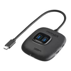 Promate usb-c hub, 5-in-1 type-c sync/charge adapter with usb-a adapter, 100w usb-c power delivery port, 10gbps 4 usb 3.2 ports, and compact design for macbook pro, samsung chromebook plus, snaphub-4 Promate usb-c hub, 5-in-1 type-c sync/charge adapter with usb-a adapter, 100w usb-c power delivery port, 10gbps 4 usb 3.2 ports, and compact design for macbook pro, samsung chromebook plus, snaphub-4
