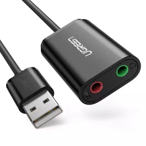 UGREEN External Sound Card 3.5mm to USB Audio Adapter Sound Card Mic USB Adapter usb to 3.5mm 2 in 1 Jack adapter Compatible with Windows, Mac OS, Linux,Android,PC, Laptop, Desktop, Switch,PS5 - Black (30724) - ( Open Sealed )