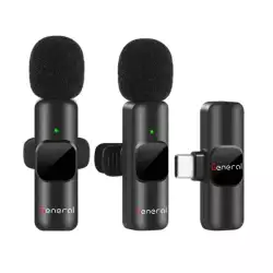 General K10 K2 Microphone For Smartphone, Wireless Mini Microphone Plug & Play USB C Lavalier Microphone Wireless