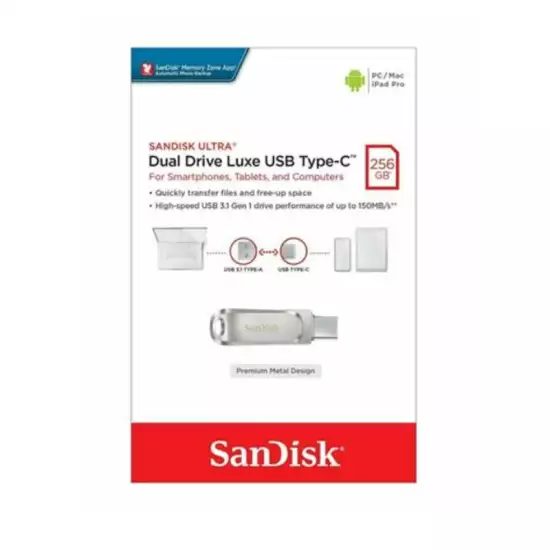 SanDisk - Ultra Dual Drive Luxe 256GB USB Type C Flash Drive SanDisk - Ultra Dual Drive Luxe 256GB USB Type C Flash Drive