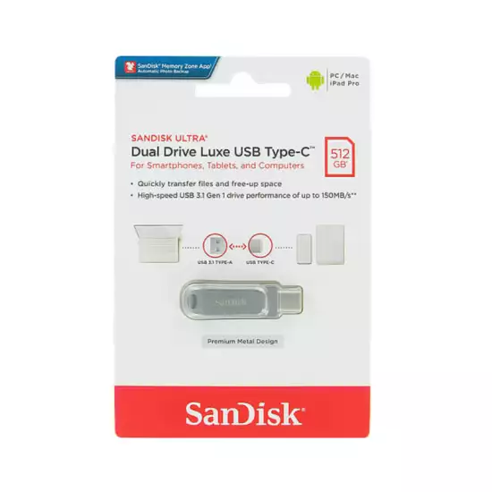 SanDisk - Ultra Dual Drive Luxe 512GB USB Type C Flash Drive SanDisk - Ultra Dual Drive Luxe 512GB USB Type C Flash Drive