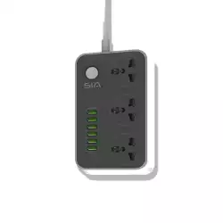 SIA ENDURING POWER STRIP 6 USB-A & 3 POWER SOCKETS - Black/White (SI-PS001G)