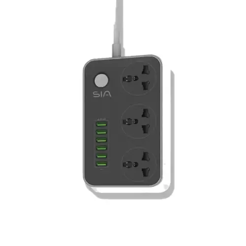 SIA ENDURING POWER STRIP 6 USB-A & 3 POWER SOCKETS - Black/White (SI-PS001G)