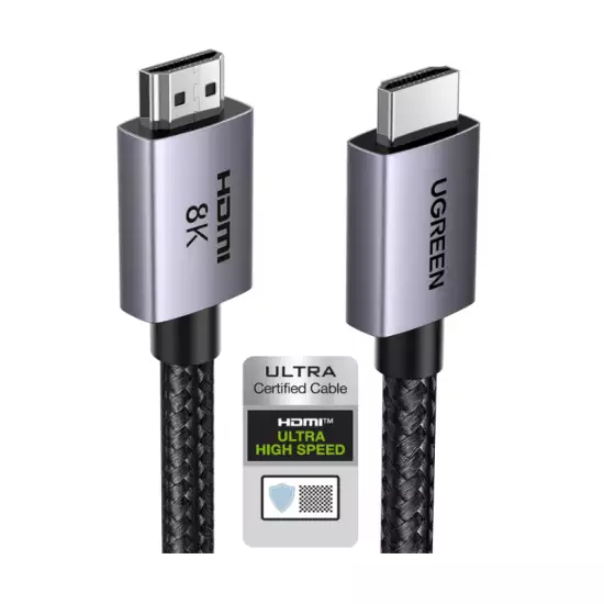UGREEN 8K HDMI 2.1 Cable 2M, 48Gbps Certified Ultra High-speed HDMI Cord, 8K@60HZ,4K@240HZ/144HZ/120HZ, Support eARC/Dolby/HDR 10+/HDCP 2.2&2.3, Compatible for PS5/Xbox Series X/MacBook Pro/Blu-ray (25910) UGREEN 8K HDMI 2.1 Cable 2M, 48Gbps Certified Ultra High-speed HDMI Cord, 8K@60HZ,4K@240HZ/144HZ/120HZ, Support eARC/Dolby/HDR 10+/HDCP 2.2&2.3, Compatible for PS5/Xbox Series X/MacBook Pro/Blu-ray (25910)