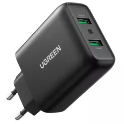 UGREEN 36W Dual Port USB Fast Charger -Black Model:CD161 (10216) UGREEN 36W Dual Port USB Fast Charger -Black Model:CD161 (10216)
