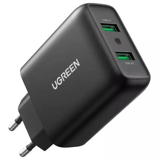 UGREEN 36W Dual Port USB Fast Charger -Black Model:CD161 (10216) UGREEN 36W Dual Port USB Fast Charger -Black Model:CD161 (10216)