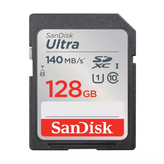 SanDisk Ultra UHS I 128GB SD Card 140MB/s for DSLR and Mirrorless Cameras