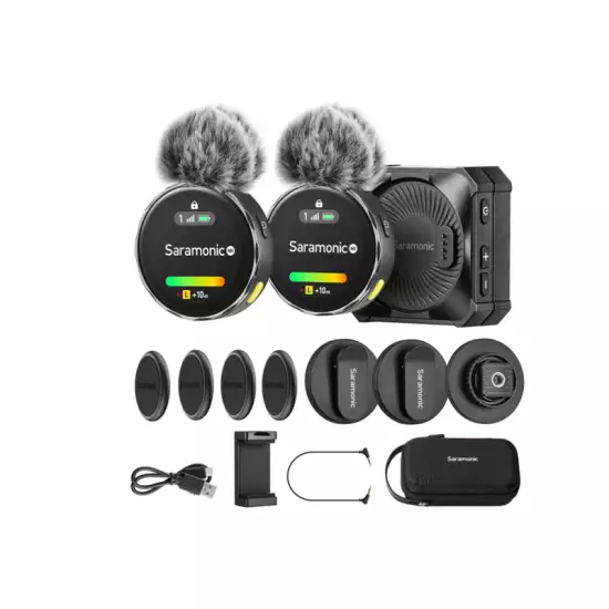 Saramonic BlinkMe B2 2.4GHz Wireless Lavalier Microphone With Touchscreen 2-Channel Quality Pickup 100m Range For iPhone/Android/Camera/Laptop,Clip-on Wireless Mics for Livestream,YouTube,TikTok,Vlog Saramonic BlinkMe B2 2.4GHz Wireless Lavalier Microphone With Touchscreen 2-Channel Quality Pickup 100m Range For iPhone/Android/Camera/Laptop,Clip-on Wireless Mics for Livestream,YouTube,TikTok,Vlog