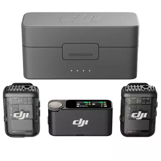 DJI Mic 2 (2 TX + 1 RX + Charging Case), All-in-one Wireless Microphone, Intelligent Noise Cancelling, 32-bit Float Internal Recording, 250m (820 ft.) Range, Microphone for iPhone, Android, Camera DJI Mic 2 (2 TX + 1 RX + Charging Case), All-in-one Wireless Microphone, Intelligent Noise Cancelling, 32-bit Float Internal Recording, 250m (820 ft.) Range, Microphone for iPhone, Android, Camera