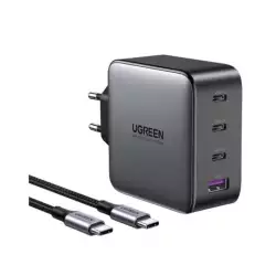 Ugreen Gan Fast Charger With 100w USB-C Cable, CD226 - Gray (90575)- (Open Sealed)