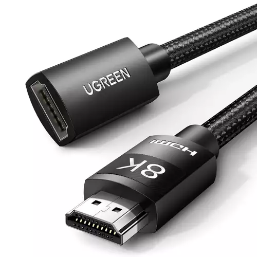 UGREEN 8K HDMI Extension Cable 48Gbps HDMI Extender Cord Support 8K 60Hz, 4K 120Hz, HDMI 2.1 Male to Female Adapter Compatible with MacBook Pro 2021/PS5/Xbox Series X/Roku TV/UHD TV/Blu-ray, 3.3FT (40447)
