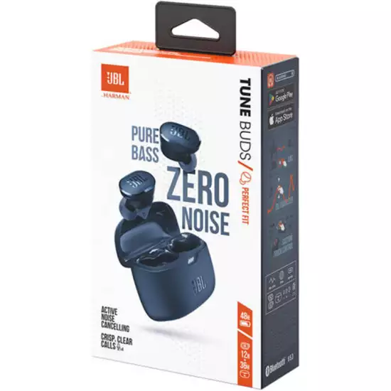 JBL Tune Buds True Wireless Noise Cancellling Earbuds, Pure Bass Sound, Bluetooth 5.3, LE Audio Support, Smart Ambient, 4-Mic Technology, 48H Battery, Water and Dust Resistant - Blue | JBLTBUDSBLU JBL Tune Buds True Wireless Noise Cancellling Earbuds, Pure Bass Sound, Bluetooth 5.3, LE Audio Support, Smart Ambient, 4-Mic Technology, 48H Battery, Water and Dust Resistant - Blue | JBLTBUDSBLU