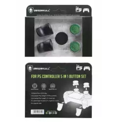 Deadskull 5 In 1 Button Set For PS4 PS5 Controller Green / Black Deadskull 5 In 1 Button Set For PS4 PS5 Controller Green / Black