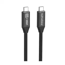Promate USB-C Cable, Ultra HD 8k 60hz USB4 Type-C Cable with 240W Power Delivery, High-Speed 40Gbps Data Transfer, Thunderbolt 4 Compatible and 2m Nylon Braided Cord for MacBook Pro, PrimeLinkC40-2M