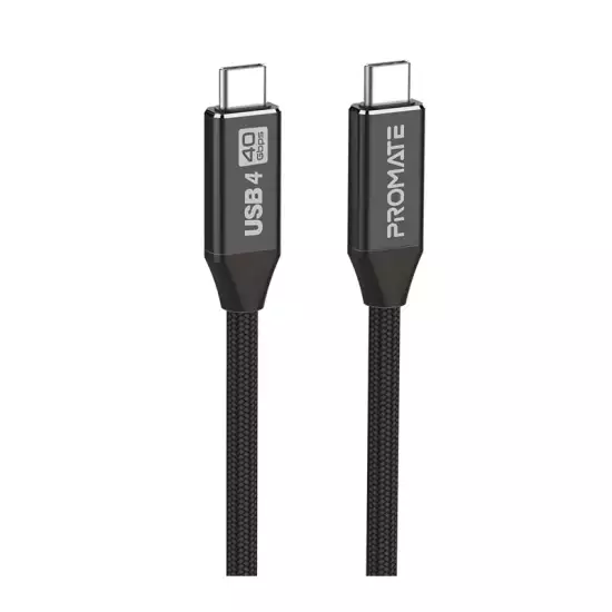 Promate USB-C Cable, Ultra HD 8k 60hz USB4 Type-C Cable with 240W Power Delivery, High-Speed 40Gbps Data Transfer, Thunderbolt 4 Compatible and 2m Nylon Braided Cord for MacBook Pro, PrimeLinkC40-2M Promate USB-C Cable, Ultra HD 8k 60hz USB4 Type-C Cable with 240W Power Delivery, High-Speed 40Gbps Data Transfer, Thunderbolt 4 Compatible and 2m Nylon Braided Cord for MacBook Pro, PrimeLinkC40-2M