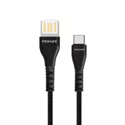 Promate Heavy-Duty High -Speed Data & Charge USB-A  To USB-C Cable 1.2M (VigoRay-C.Black) 