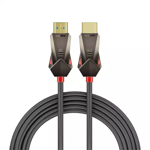 Promate HDMI 2.0 Cable, 4K@60Hz HDMI to HDMI Unidirectional Cable, 3D Video Support, 18Gbps Bandwidth, Ethernet, 20M Fiber Optic Cable and Gold-Plated Connectors for Laptops, Monitors, ProLink4K60-20M