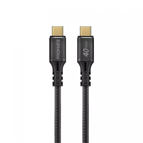 Promate USB-C Cable, Ultra-Fast 240W Power Delivery Thunderbolt 3 Cable with 8K Display Support, Nylon Braided 100cm Cord and 40Gbps Transfer Speed for All Type-C Enabled Devices, PowerBolt240-1M