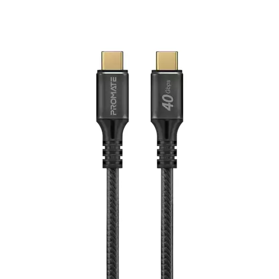 Promate USB-C Cable, Ultra-Fast 240W Power Delivery Thunderbolt 3 Cable with 8K Display Support, Nylon Braided 100cm Cord and 40Gbps Transfer Speed for All Type-C Enabled Devices, PowerBolt240-1M