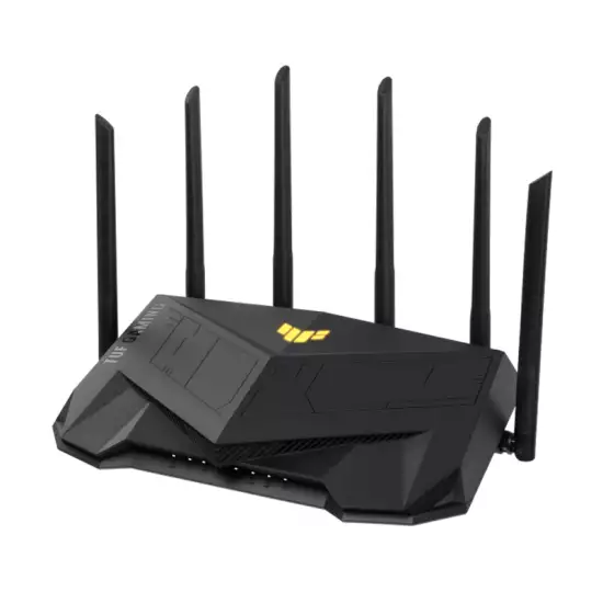 ASUS TUF Gaming AX6000 Dual Band WiFi 6 Gaming Router with dedicated Gaming Port, Dual 2.5G Port, 3steps port forwarding, AiMesh for mesh WiFi, AiProtection Pro network security and AURA RGB lighting