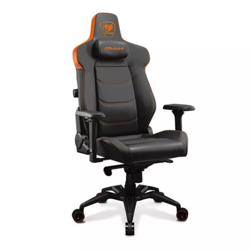 COUGAR ARMOR EVO 4-way Lumbar Support Gaming Chair, Breathable Premium PVC Leather, Full Steel Frame, 4D Adjustable Armrest, Class 4 Gas Lift Cylinder, Extra-Size Wheels, Black-Orange | 3MEVOORB.0001