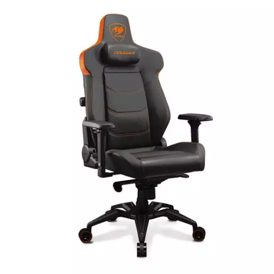 COUGAR ARMOR EVO 4-way Lumbar Support Gaming Chair, Breathable Premium PVC Leather, Full Steel Frame, 4D Adjustable Armrest, Class 4 Gas Lift Cylinder, Extra-Size Wheels, Black-Orange | 3MEVOORB.0001