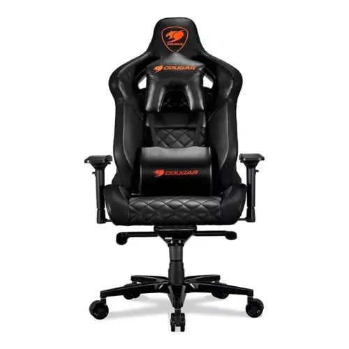 Cougar Armor Titan Gaming Chair, Premium PVC Leather, 4D Armrest, Piston Lift Height Adjustment, Up to 170° Reclining, 160kg Max Weight Capacity, Black / Orange | CG-CHAIR-ARMOR-TTN-BLK