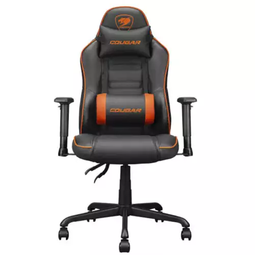 COUGAR Fusion S Ergonomic Gaming Chair, PVC Faux Leather, Metal 5-Star Base, , Built-in 3D Curved Lumbar Support, Adjustable Armrest, Class 4 Gas Lift Cylinder, 120 kg, Orange/Black | 3MFSLORB.0001