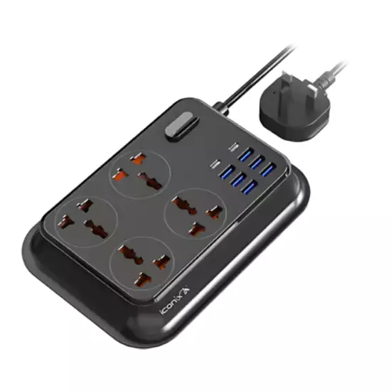 ICONIX IC-HU2120 Power Strip 4 Socket 6 USB + 2 Type C 2m
