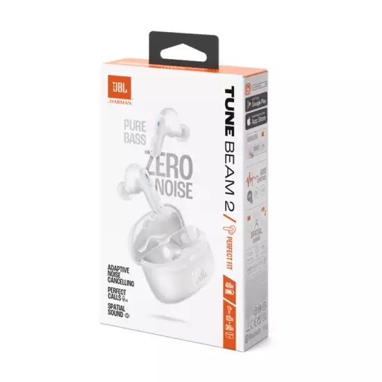 JBL Tune Beam 2 True Wireless Noise Cancelling Earbuds White