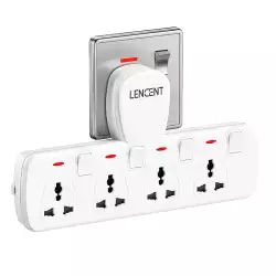 LENCENT Multi Plug Extension Socket 4 Way Electrical Outlet Extender Wall Charger LENCENT Multi Plug Extension Socket 4 Way Electrical Outlet Extender Wall Charger