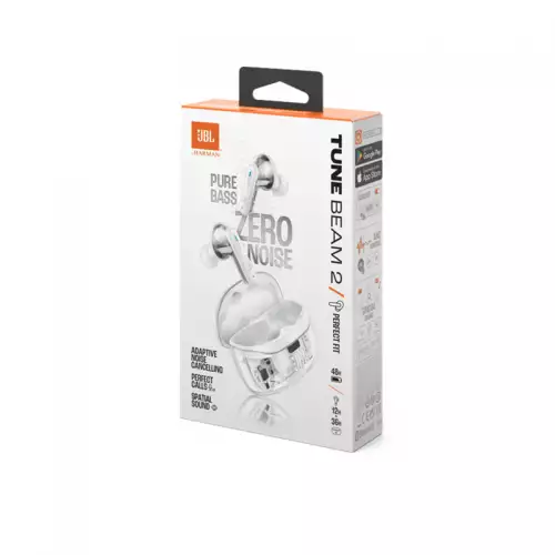 JBL Tune Beam 2 True Wireless Noise Cancelling Earbuds Ghost White