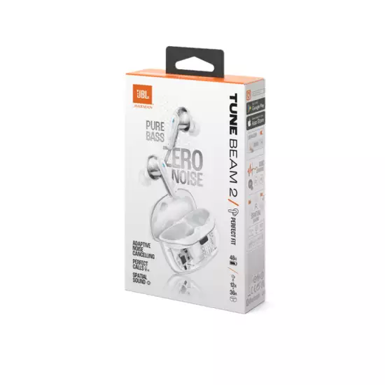 JBL Tune Beam 2 True Wireless Noise Cancelling Earbuds Ghost White