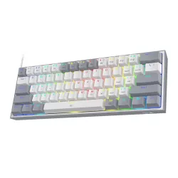 Redragon FIZZ K617 60% Mechanical Keyboard English & Arabic Keys White/Gray | K617-RGB Redragon FIZZ K617 60% Mechanical Keyboard English & Arabic Keys White/Gray | K617-RGB