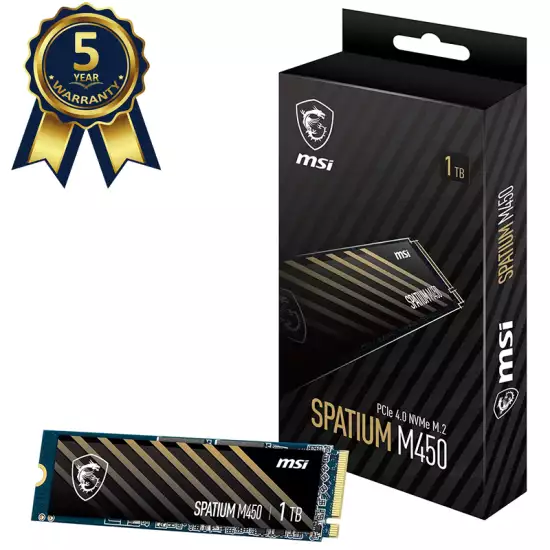 MSI SPATIUM M450 1TB PCIe 4 0 NVMe M 2 Internal Gaming SSD