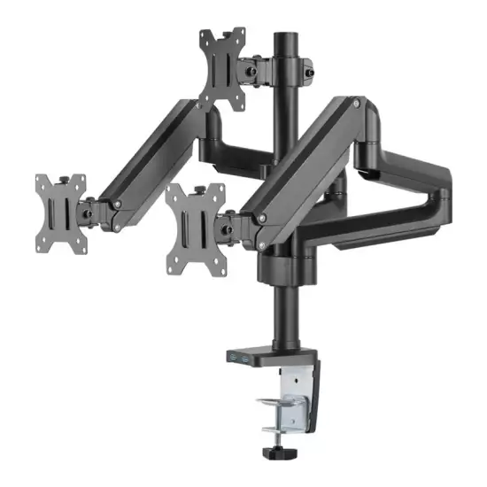 Twisted Minds Premium Triple Monitors Aluminum Pole Mounted Gas Spring Monitor Arm With USB Ports Twisted Minds Premium Triple Monitors Aluminum Pole Mounted Gas Spring Monitor Arm With USB Ports
