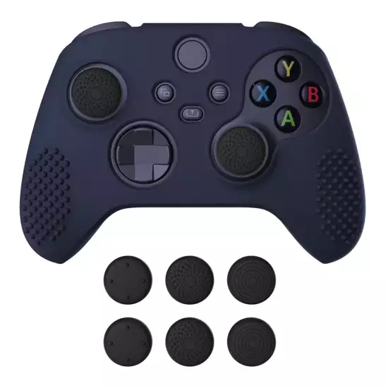 PlayVital Midnight Blue 3D Studded Edition Anti-slip Silicone Cover Skin for Xbox Series X Controller, Soft Rubber Case Protector for Xbox Series S Controller with 6 Black Thumb Grip Caps - SDX3003 PlayVital Midnight Blue 3D Studded Edition Anti-slip Silicone Cover Skin for Xbox Series X Controller, Soft Rubber Case Protector for Xbox Series S Controller with 6 Black Thumb Grip Caps - SDX3003