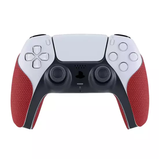 PlayVital Red Anti-Skid Sweat-Absorbent Controller Grip for PS5 Controller, Professional Textured Soft Rubber Pads Handle Grips for PS5 Controller - PFPJ005 PlayVital Red Anti-Skid Sweat-Absorbent Controller Grip for PS5 Controller, Professional Textured Soft Rubber Pads Handle Grips for PS5 Controller - PFPJ005